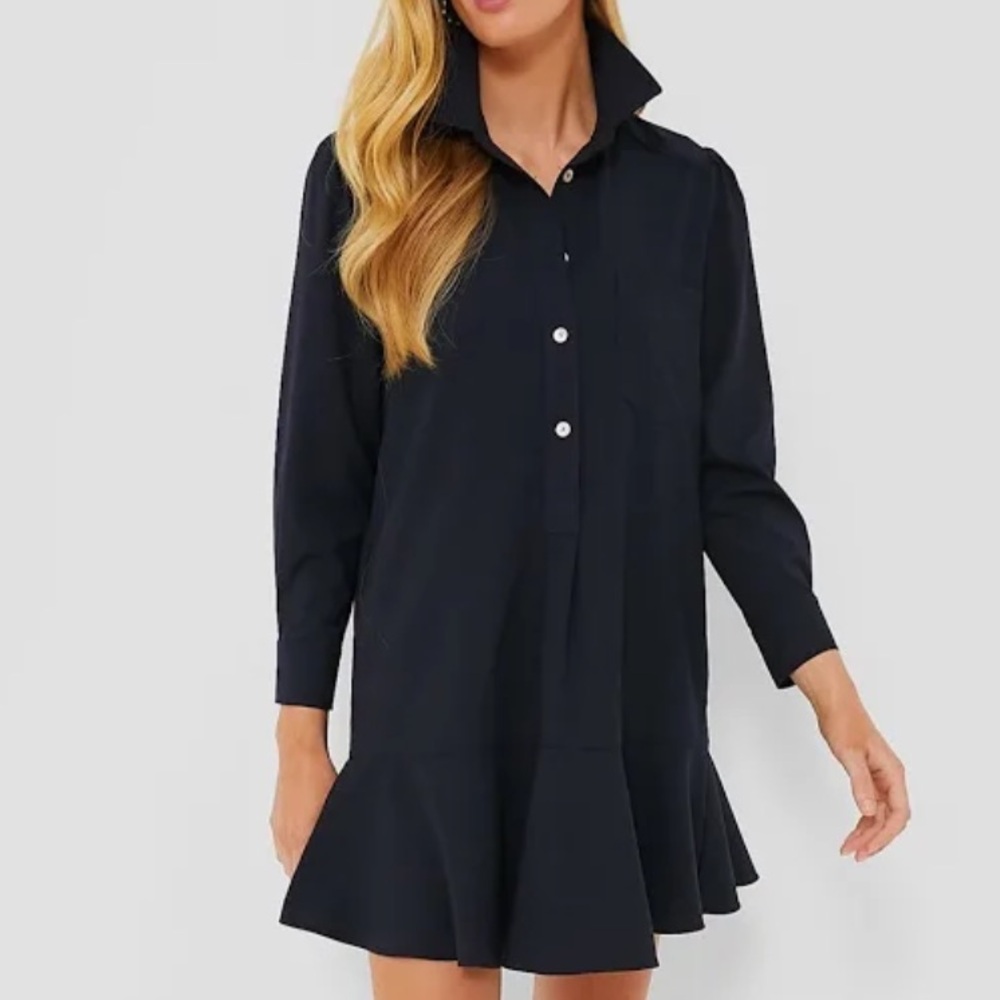 Tuckernuck Callahan Navy Crepe Shirt Dress Size Large